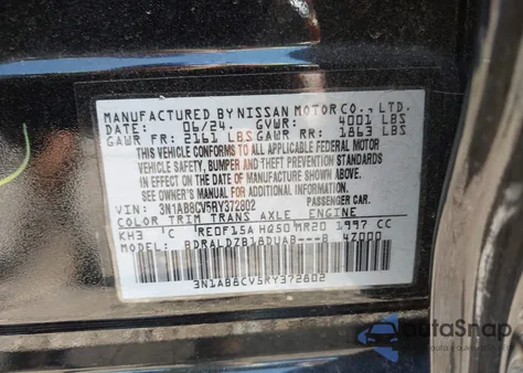 2024 Nissan Sentra Sv Xtronic Cvt z USA, uszkodzony, nr VIN 3N1AB8CV5RY372802